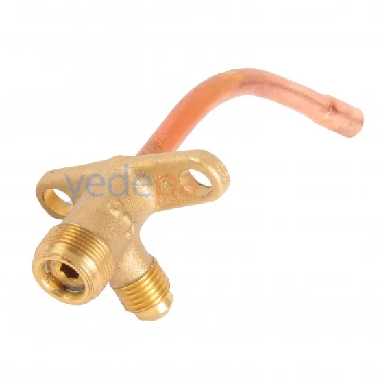 1/4" Split Klima Servis Vanası - Dövme Pirinç ve Bakır, Yüksek Basınç Dayanımı, Vana Kapaklı