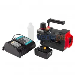 2VI-1DLi Çift Kademeli Akülü, Şarjlı, Kablosuz Vakum Pompası - 18V, 200W, 2CFM Lityum Bataryalı, Alüminyum Çantalı
