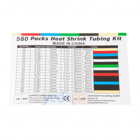 580 Parça Isı İle Daralan Makaron Seti – Farklı Çap ve Renklerde Kablo İzolasyon ve Yalıtım Kiti