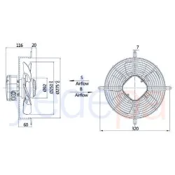 Weiguang Emici Aksiyel Fan 25 Cm (Motorlu) YWF4E-250