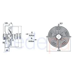 Weiguang 400 mm Üfleyici Aksiyel Fan UFYWF4E-400 - 1380 Devir 220V