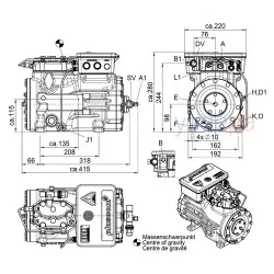 BOCK HGX12P/110-4 S Yarı Hermetik 2 Silindirli Emme Gazı Soğutmalı Kompresör | 3 Faz, IP66, R404A, R134a, R407C Uyumlu