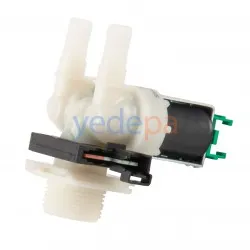Çamaşır Makinesi İkili Su Giriş Ventil Vanası 180° (Sayıcılı / Flowmeter) - Bosch, Siemens Uyumlu