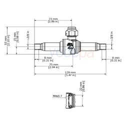 Danfoss 009G7021 GBC 10S 3/8" Kaynaklı Küresel Vana - ODF Bağlantılı, İkili Akış
