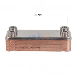 Kombi Plakalı Eşanjör - 190mm, 1/2-3/4 Erkek Rakorlu, 16 Plaka - Alarko, Ferroli Uyumlu