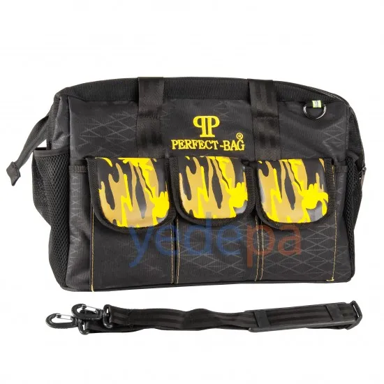 Perfect-Bag T001 17,5 İnç Kumaş El Alet Çantası – 44x22x29 cm, Su Geçirmez PVC Kaplı, 24 Bölmeli