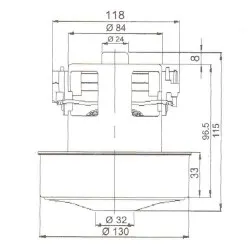 35 Çıkıntılı Elektrikli Süpürge Motoru 1200 W
